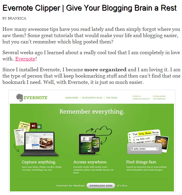 Evernote blogging tutorial how to give your blogging brain a rest