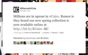 Kenneth cole, Twitter fail